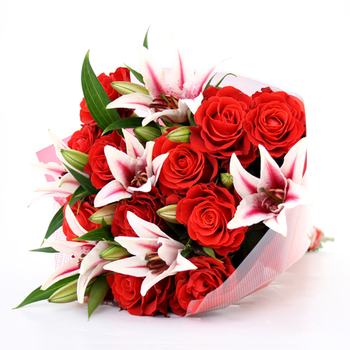 Japan Flower Shop – Red Roses & Pink Lilies